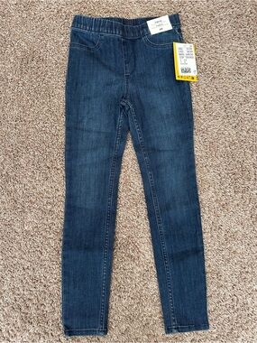 H&M Girls Blue Dark Wash Denim Jegging Jeans Pull-On Elastic Waist Pockets